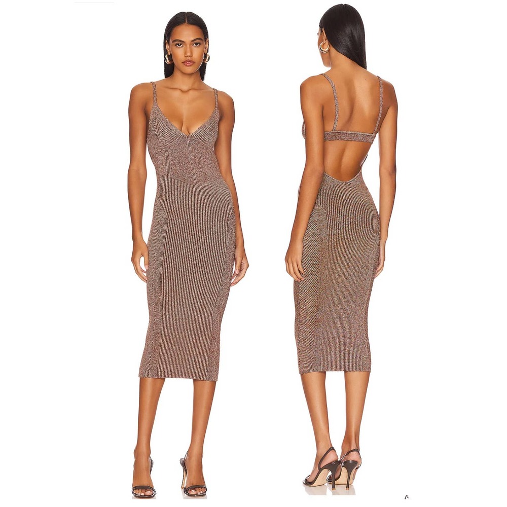 Retrofete Amster Dress in metallic cognac size M